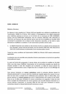 Notification de decision pour le dossier 104062-M : Amenagement d'un depot temporaire pour materiaux pierreux et terreux inertes / Modification