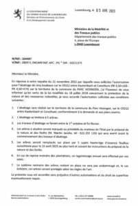 Notification de decision pour le dossier 104487 : Abattage de cinq bouleaux sur le CR322 entre Kautenbach et Consthum