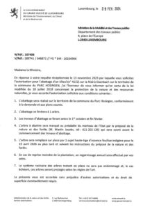 Notification de decision pour le dossier 107406 : abattage d'un tilleul sur la N10 a Eisenbach