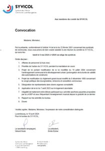 Convocation - Réunion du comité du Syvicol, le 6 mai 2024
