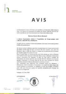 Avis au public - Autorisation relative à l'exploitation du forage-captage privé "Wester" à Neidhausen