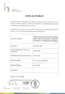 Avis au public - Fixation des tarifs pour les visites guidées dans le cadre de l'exposition "Memorial Parc Housen" au château d'eau de Hosingen