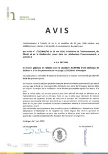 Avis au public - Autorisation relative à un recours gracieux en relation avec la cessation d'activités d'une décharge de déchets et d'un site permanent de recyclage à Hosingen (Recyma S.A.)