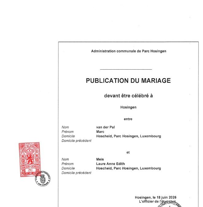Avis au public – Mariage Van der Pal-Meis