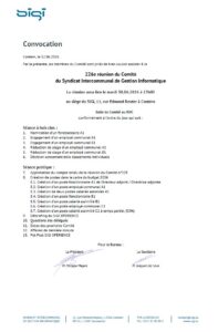 Convocation - Réunion du comité du SIGI, le 30 juin 2026