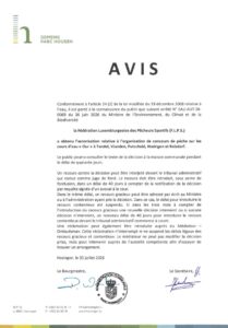 Avis au public - Autorisation relative à l'organisation de concours de pêche sur le cours d'eau Our à Tandel, Vianden, Putscheid, Hosingen et Reisdorf (F.L.P.S.)