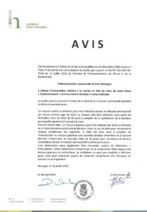 Avis au public - Autorisation relative à la remise en état du talus du cours d'eau "Schlënnerbaach" et d'un chemin forestier à Unterschlinder