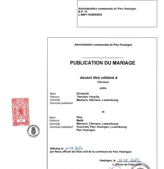 Avis au public – Mariage Elcheroth-Ries