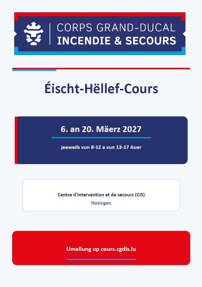 20261015_Annonce CGDIS cours premier secours Hosingen - mars 2027