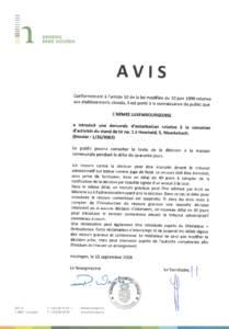 Avis au public - Demande d'autorisation relative à la cessation d'activités du stand de tir no. 1 à Hoscheid/Maarkebaach