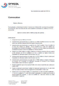 Convocation - Réunion du comité du Syvicol, le 5 octobre 2026