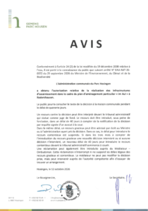 Avis au public - Autorisation relative à la réalisation des infrastructures d'assainissement dans le cadre du plan d'aménagement particulier "Im Aul" à Rodershausen