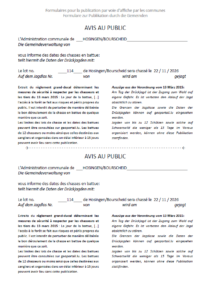Avis au public - Chasse en battue lot 114 (22/11/2026)