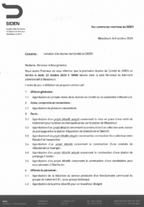 Convocation - Réunion du comité du SIDEN, le 22 octobre 2026